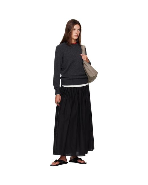 Loulou de Saison Black Otis Bicolor Cashmere Sweater
