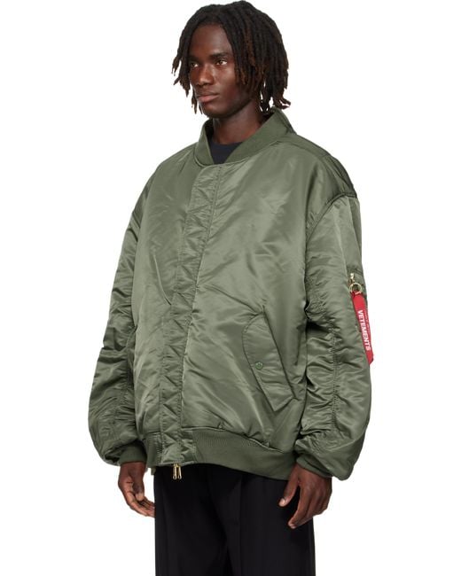 Vetements Green Khaki Alpha Industries Edition Cut-Up Reversible Jacket for men