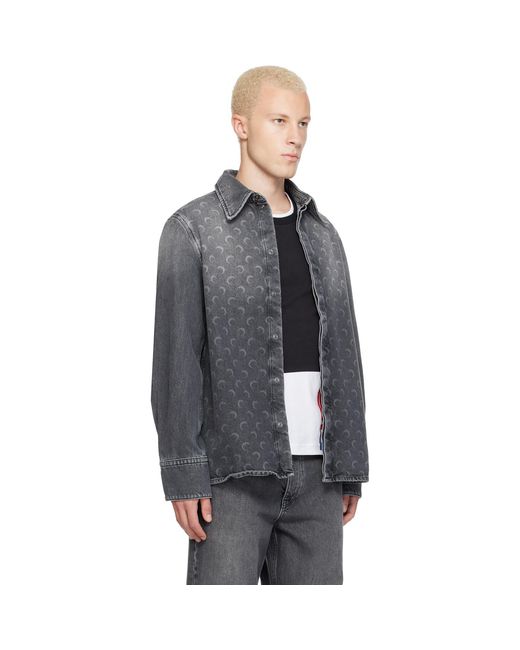 MARINE SERRE Gray Moon Laser Wash Ls Denim Shirt for men