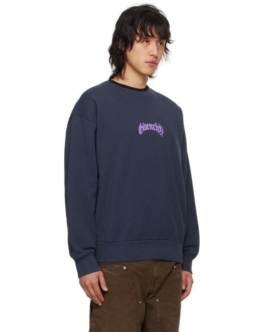 Givenchy Blue Navy Printed Sweatshirt for men