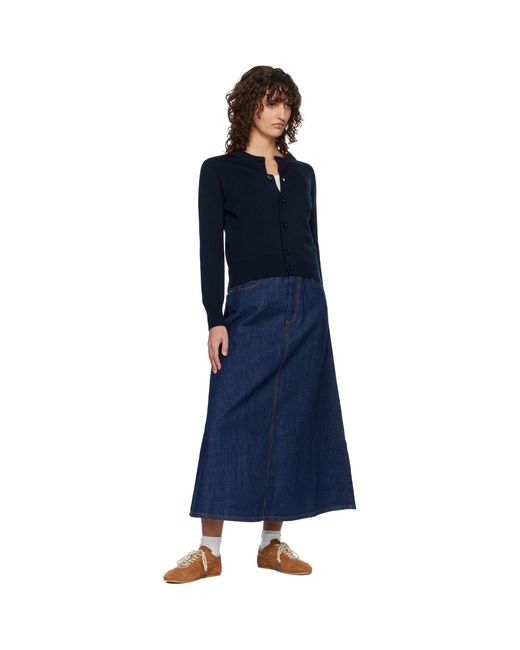 AMI Blue Wool Crewneck Ami De Coeur Cardigan