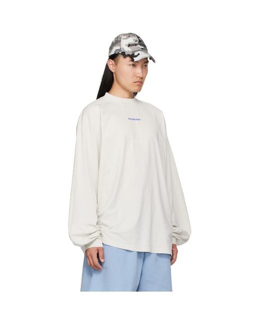 Balenciaga White Distressed Long-Sleeve T-Shirt for men