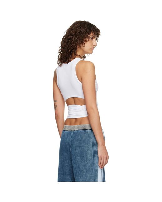 DIESEL Blue Wrap-Around Crop Tank Top