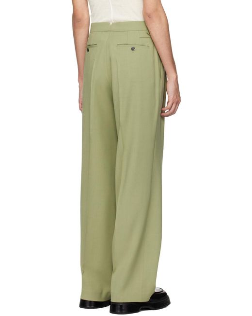 AMI Green Pleated Trousers for men