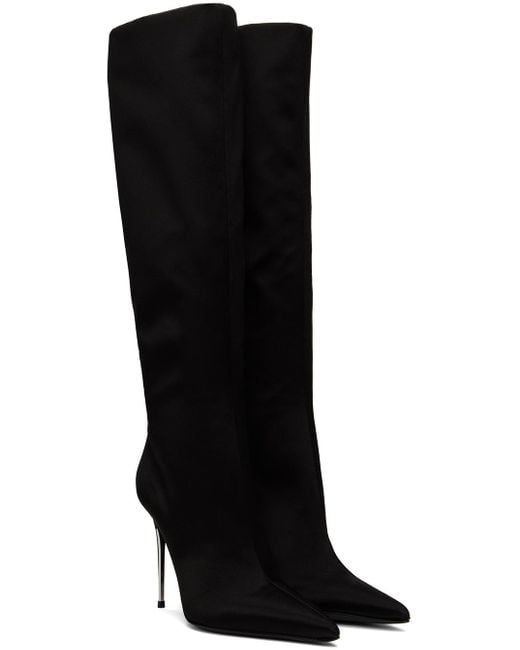 Dolce & Gabbana Black Satin Tall Boots