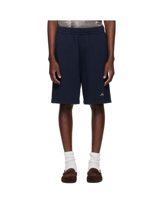 Acne Blue Embroidered Logo Shorts for men