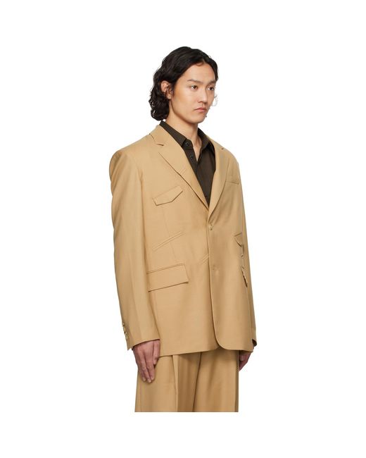 Feng Chen Wang Natural Tan Multi Slash Blazer for men