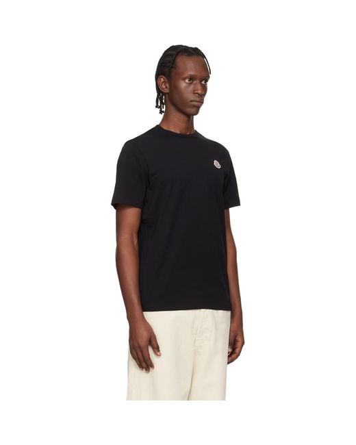 Moncler Black Three-Pack Logo Patch Cotton T-Shirts for men