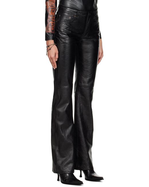 Acne Black Paneled Leather Pants