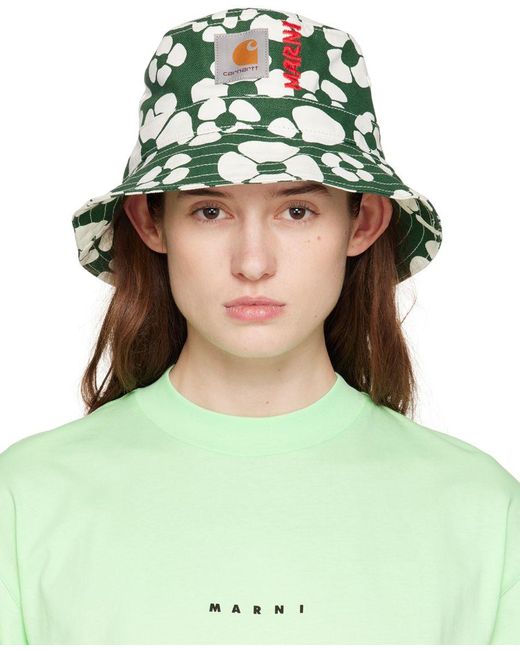 Marni Green Carhartt Wip Edition Floral Bucket Hat
