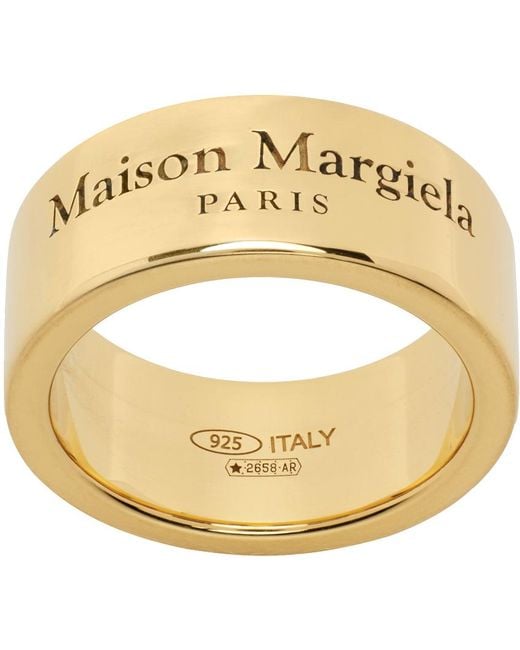 Maison Margiela Metallic Gold Engraved Band Ring for men
