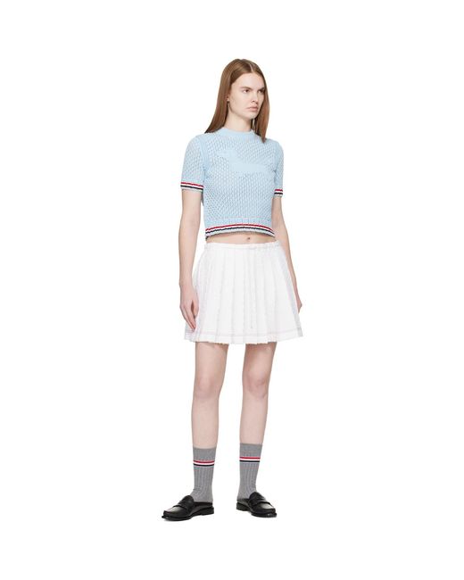 Thom Browne Blue Thom E Cotton Pointelle Hector Rwb Sweater