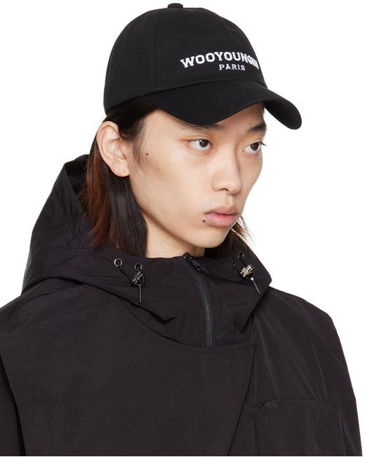 Wooyoungmi Black Embroidered Ball Cap for men