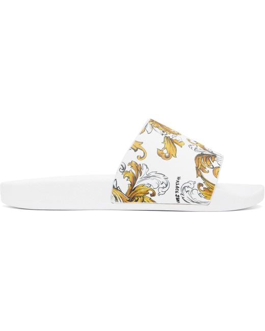 Versace Jeans Couture Black Outline Barocco Pool Slides for men