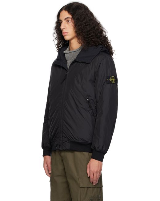 メンズ Stone Island ブラック 40823 Crinkle Reps R-Ny ジャケット Black