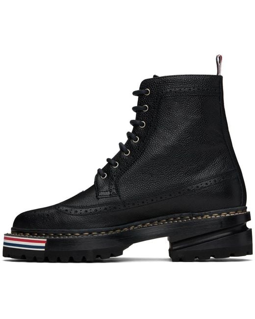 Thom Browne Black Lace-up Longwing Boots