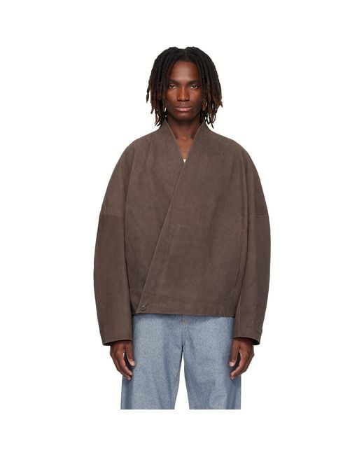 Jacquemus Brown 'The Berger' Suede Jacket for men