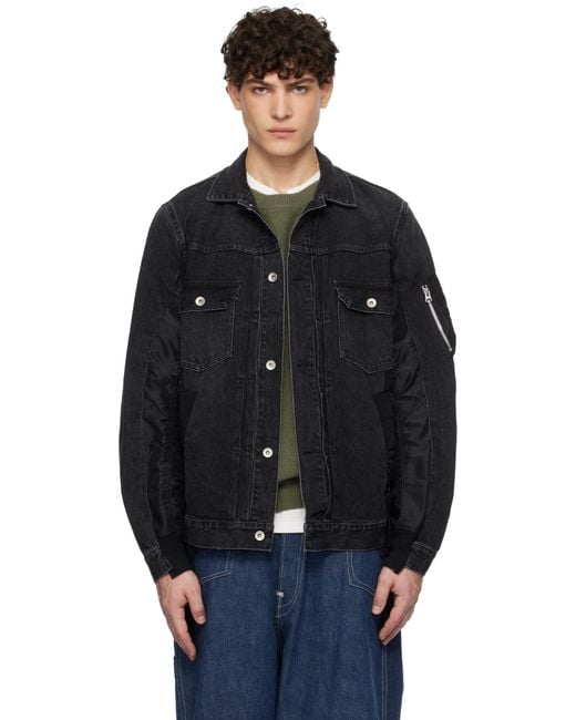 sacaiサカイ★ブラック ナイロンツイル デニムジャケット SACAI / デニム×ナイロン ツイル ジャケット｜ESTNATION