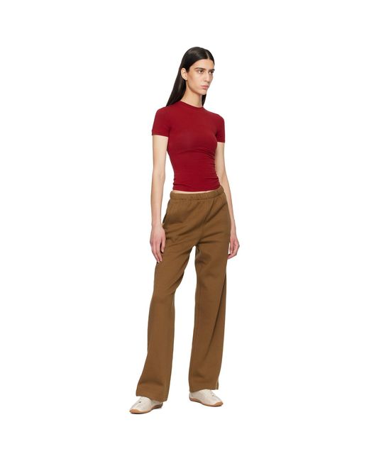 Skims Brown Cotton Fleece Classic Straight Leg Lounge Pants