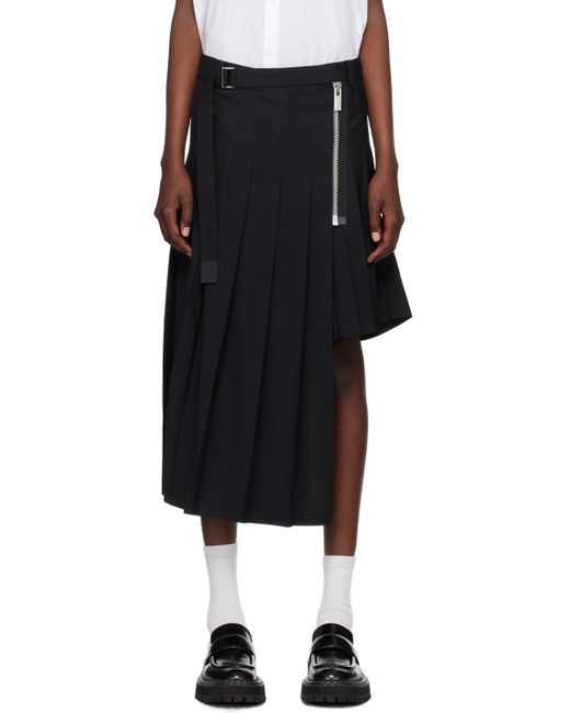 Sacai Black Suiting Midi Skirt