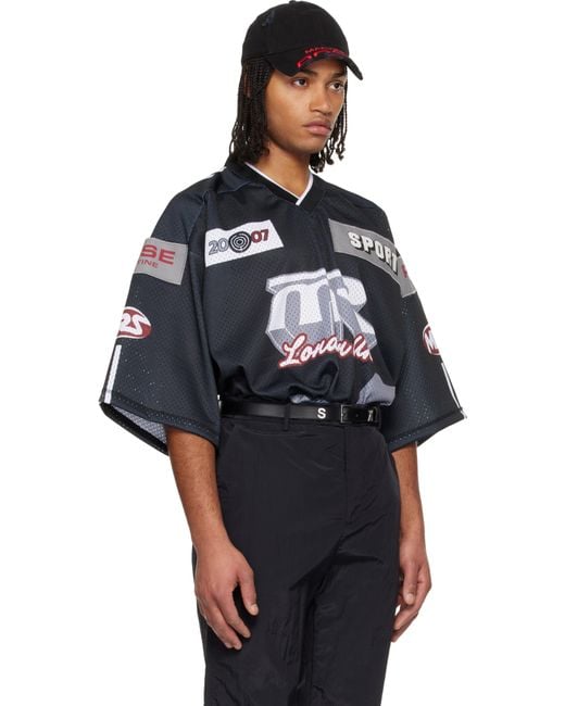 Martine Rose Black Oversized Hockey T-Shirt for men