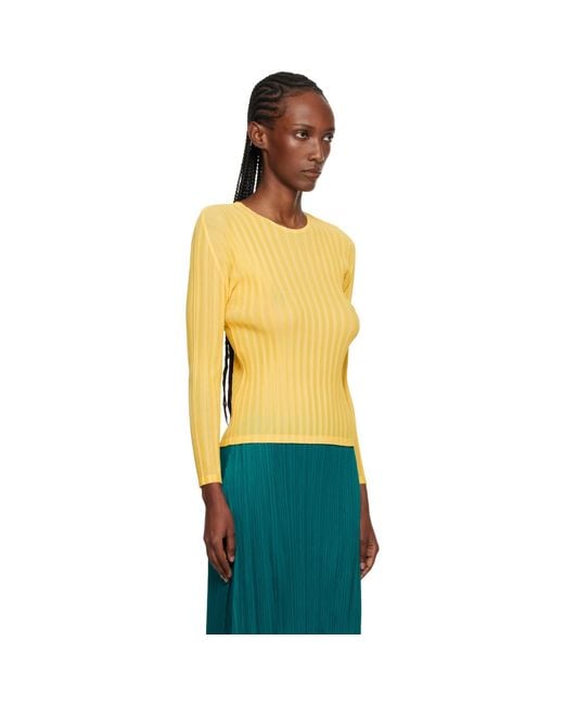 Pleats Please Issey Miyake Yellow Rib Pleats January T-Shirt