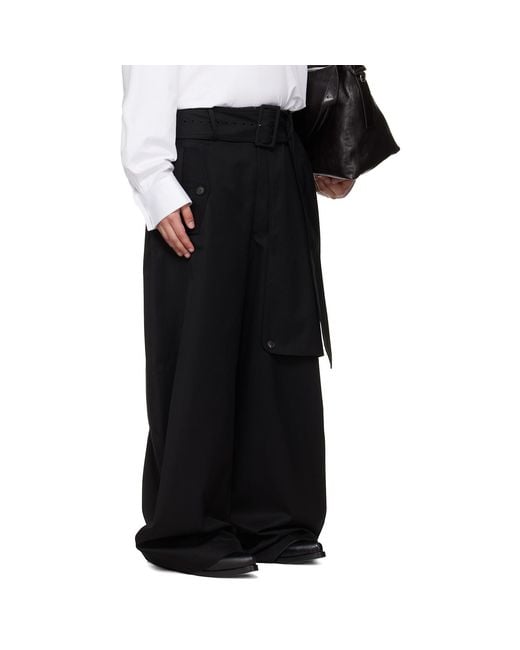 Egonlab Black Belted Trench Trousers for men
