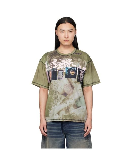 DIESEL Black Khaki All-Over Prints & Patches Relaxed T-Shirt for men