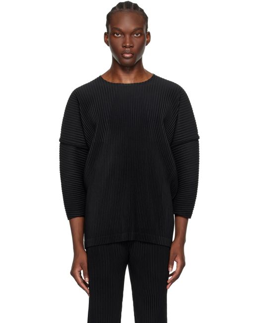 Homme Plissé Issey Miyake Black Monthly Color April Long Sleeve T-Shirt for men