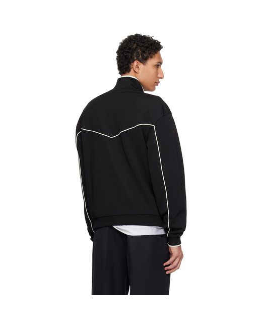 HUGO Black Cotton-Blend Embroidered Logo Artwork Track Jacket for men