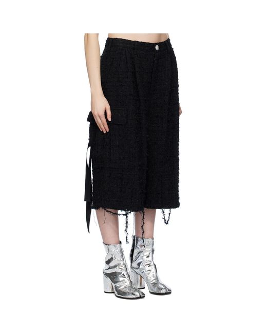 Doublet Black Raw Edge Cargo Shorts