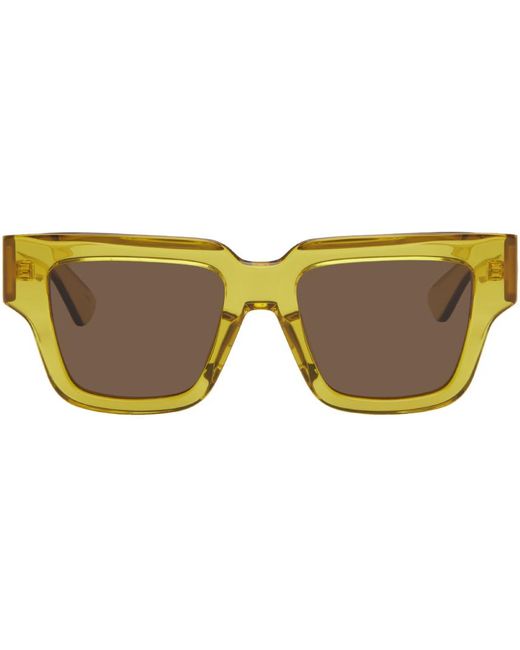 Bottega Veneta Black Yellow Square Sunglasses