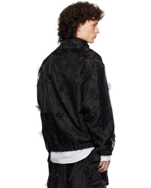 Simone Rocha Black Carnation Organza Cagoule Jacket for men