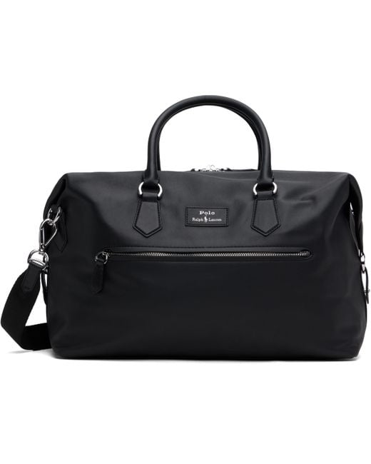 Polo Ralph Lauren Black Smooth Leather Large Duffle Bag for men