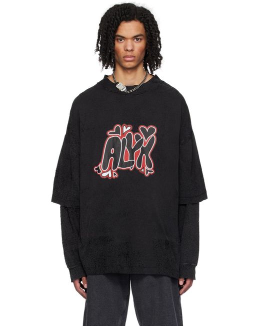 1017 ALYX 9SM Black Needle Punch Long Sleeve T-shirt for men