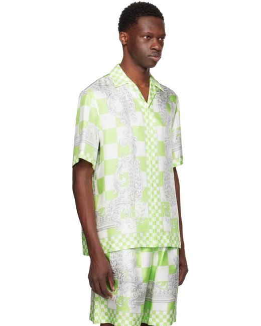 Chemise vert et blanc à motif medusa contrasto Versace pour homme en coloris Green