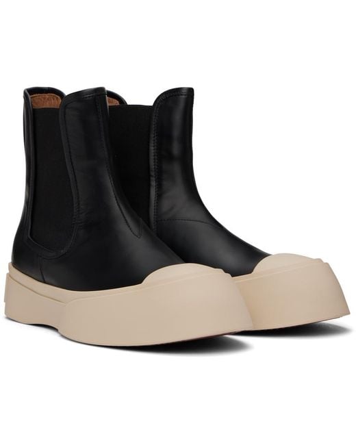 ショートブーツ・ブーティ MARNI Chelsea Boot Pablo in Black Leather Black Pablo Toe Chelsea Boots by Marni on Sale