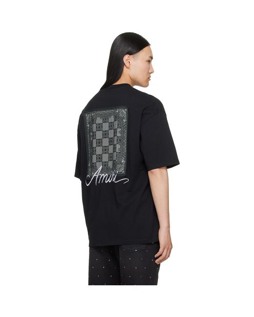 Amiri Black Ma Quad Checkerboard Oversized T-Shirt for men