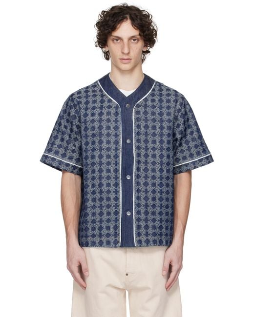 Amiri Blue Ma Quad Baseball Denim Shirt for men