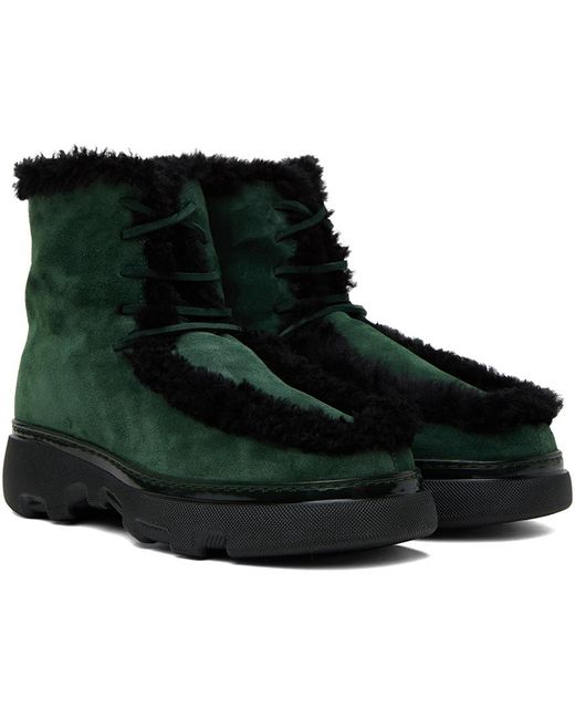 Burberry Black Green Shearling Creeper Boots for men