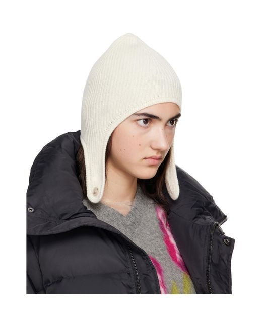 MM6 by Maison Margiela Blue Off- Ribbed Aviator Beanie