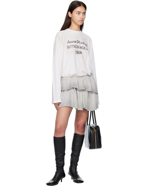 Acne グレー レイヤード フリース ミニスカート White