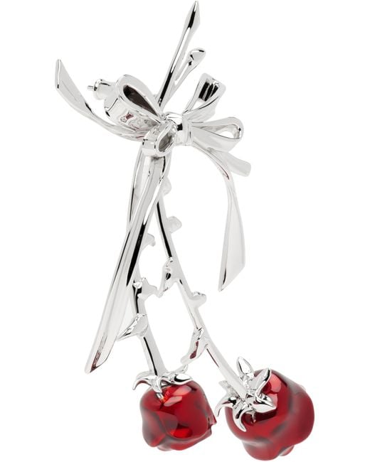 ShuShu/Tong White Yvmin Edition Double Rose Bow Single Earring