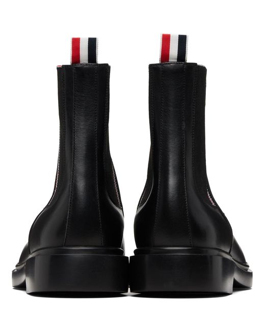 Thom Browne Black Vitello Calf Rwb Rubber Sole Chelsea Boots for men