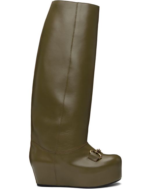 LAURA ANDRASCHKO Green Riding Buckle Tall Boots
