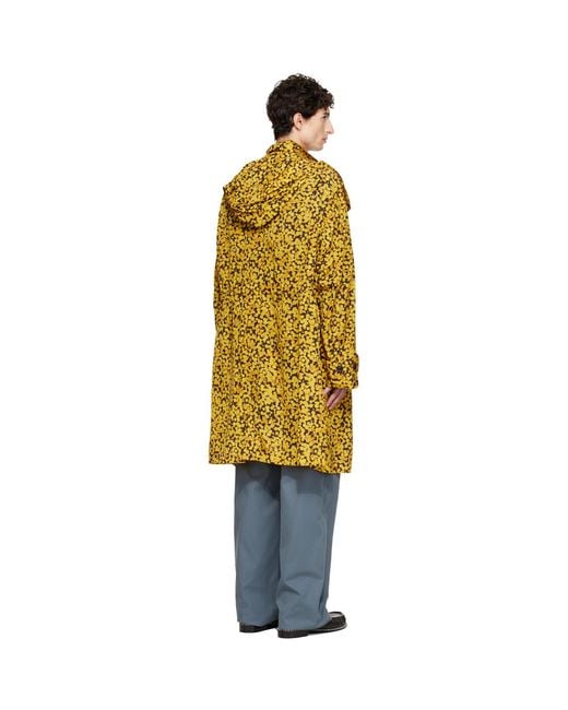 Dries Van Noten Yellow Oversized Printed Parka Coat for men