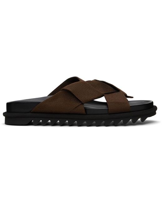Dries Van Noten Black Brown Criss-crossing Sandals for men