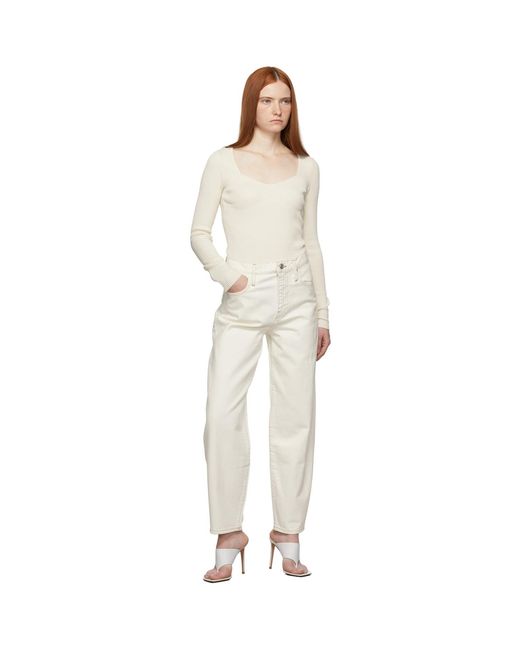 FRAME Natural Off- Ribbed Top