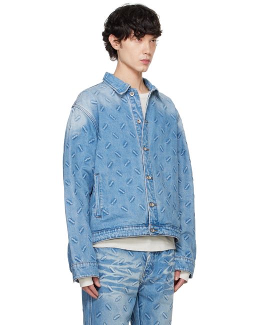 Who Decides War Blue Thread Plate Denim Jacket for men