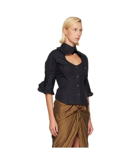 Vivienne Westwood Black S/S Toulouse Frill Shirt
